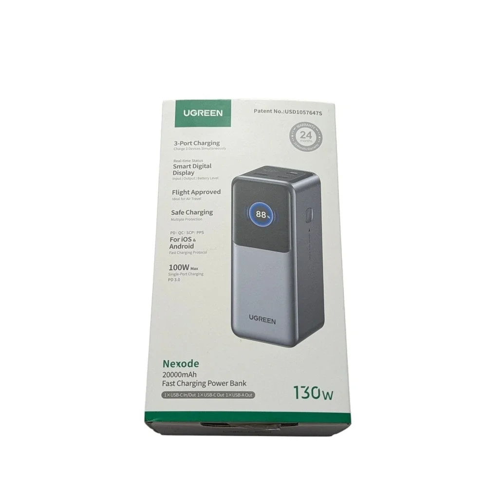P6U‎ UGREEN - Nexode 130W 20000mAh Fast Charge Power Bank with Smart TFT Display